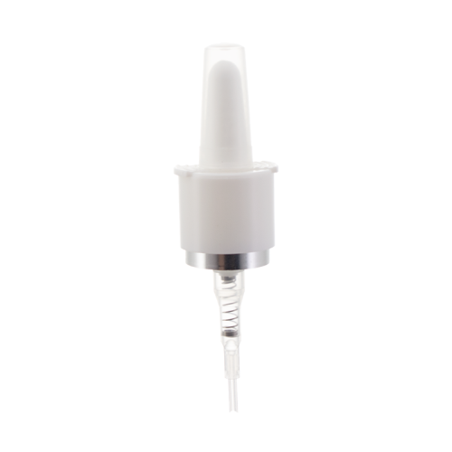 Pulverizador de niebla nasal de 20 mm con virola plateada y tapa antipolvo transparente