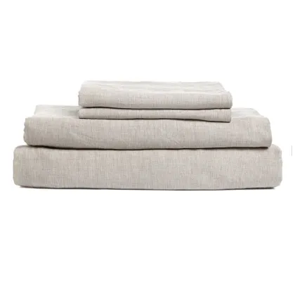 Stone Washed 100% Natural Pure Linen Flax Fiber Linen Bedding Bed Sheet set