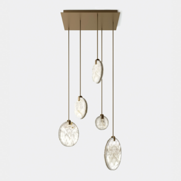 Spanish Imported Marble Pendant Light Copper Chandelier for Villa Staircase