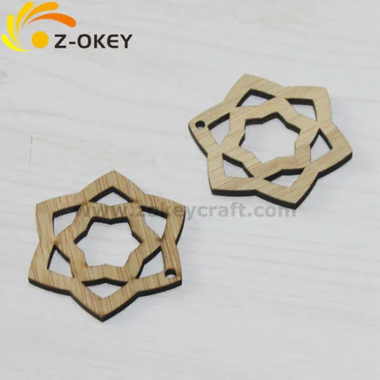 2016 Hot Selling Laser cutting star bamboo decoration wood carving pendant