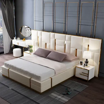 luxury royal leather bedroom master bed large headboard