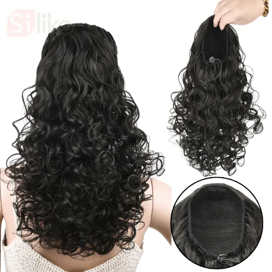 18 Inch Drawstring Ponytail Claw Clip On Extension Curly Kinky Wave Long Drawstring Ponytail Hair pieces for Black Women