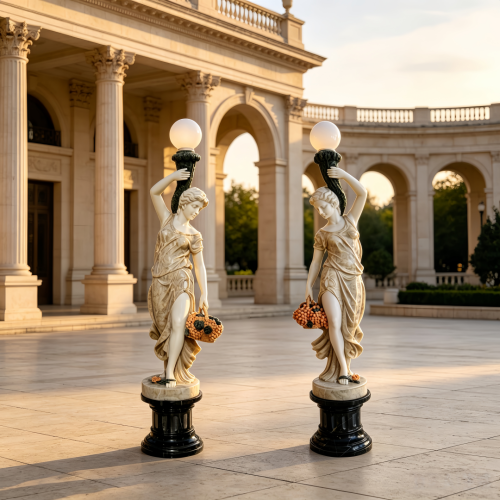 Elegant Marble Lady Floor Lamps Pomona Goddess