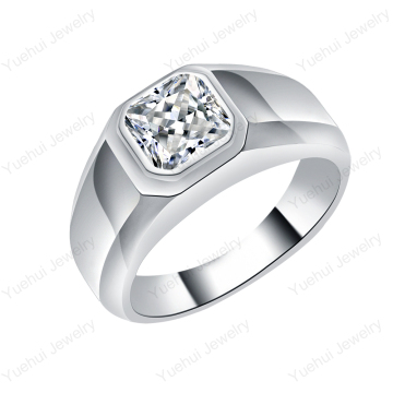 High Quality 925 Sterling Silver Men's Rings with Princess Cut 2CT VVS D Moissanite Jewelry