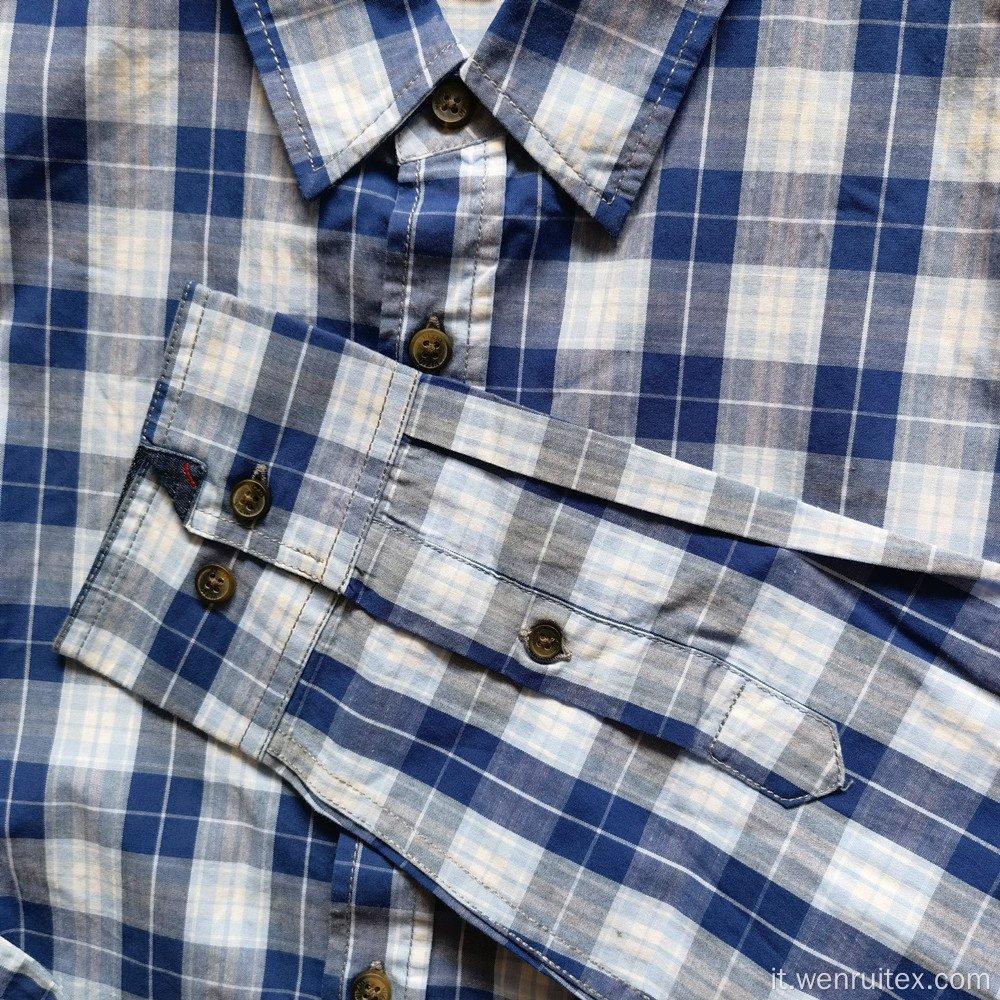 Camicie da uomo in cotone 100% stampato a quadri normali per interni