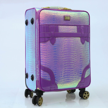 snake PU leather bright double spinner wheels luggage