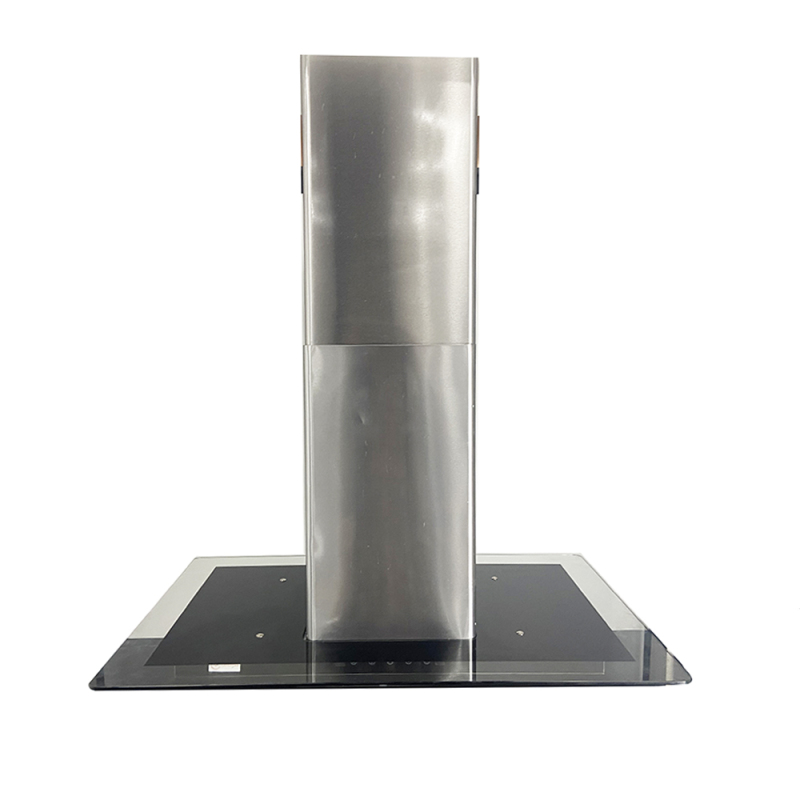 LED Ultra-Quiet with Blower Island-Mount Range Hood 940CFM Black Glass Stainless Steel Vent Hood Modern Europe Exhaust Hood