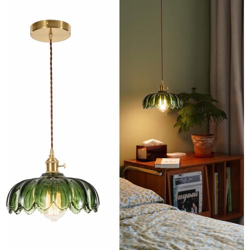 Green petal fruit tray glass lampshade pendant lamp