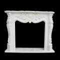 Elegant White Stone Fireplace with Detailed Carvings