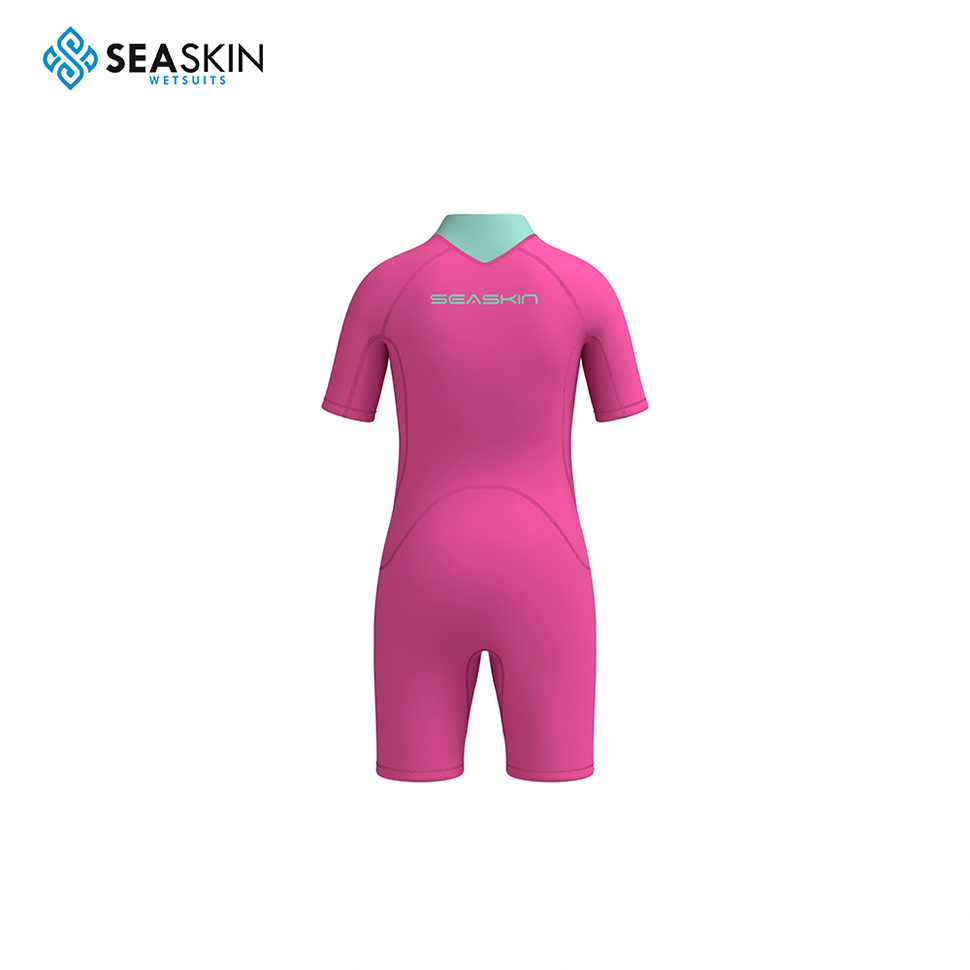 Seaskin 3mm Short Sleeve Sunshade UV Protection Kids One-Piece Swimsuit Diving Suit