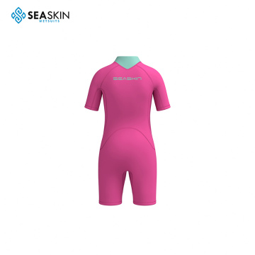 Seaskin 3mm Short Sleeve Sunshade UV Protection Kids One-Piece Swimsuit Diving Suit