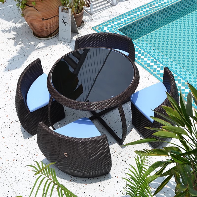 combination rattan weaving chair and table 1