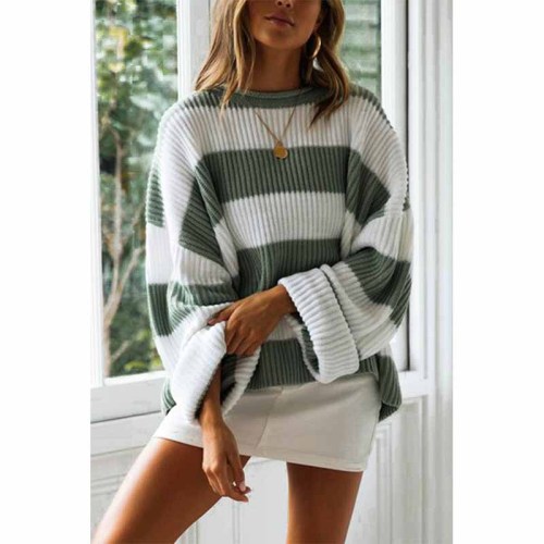 Women's Casual Boho Striped Patchwork Sweater