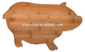 New design animal shaped cutting board FSC bamboo & wood products cute pig shaped cutting board with stand BSCI chopping boards