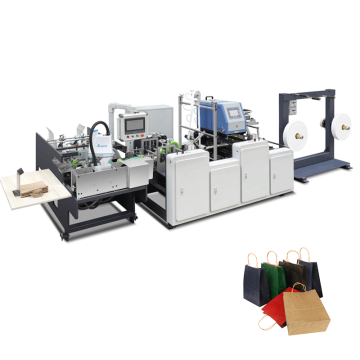 Automatic Square Bottom Paper Bag Brown Shopping Packaging Machine with Twist Handle