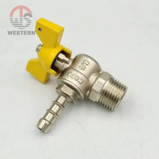 customized male female thread 90 degree gas brass cock valve angle natural gas elbow nozzle barbed ball valve