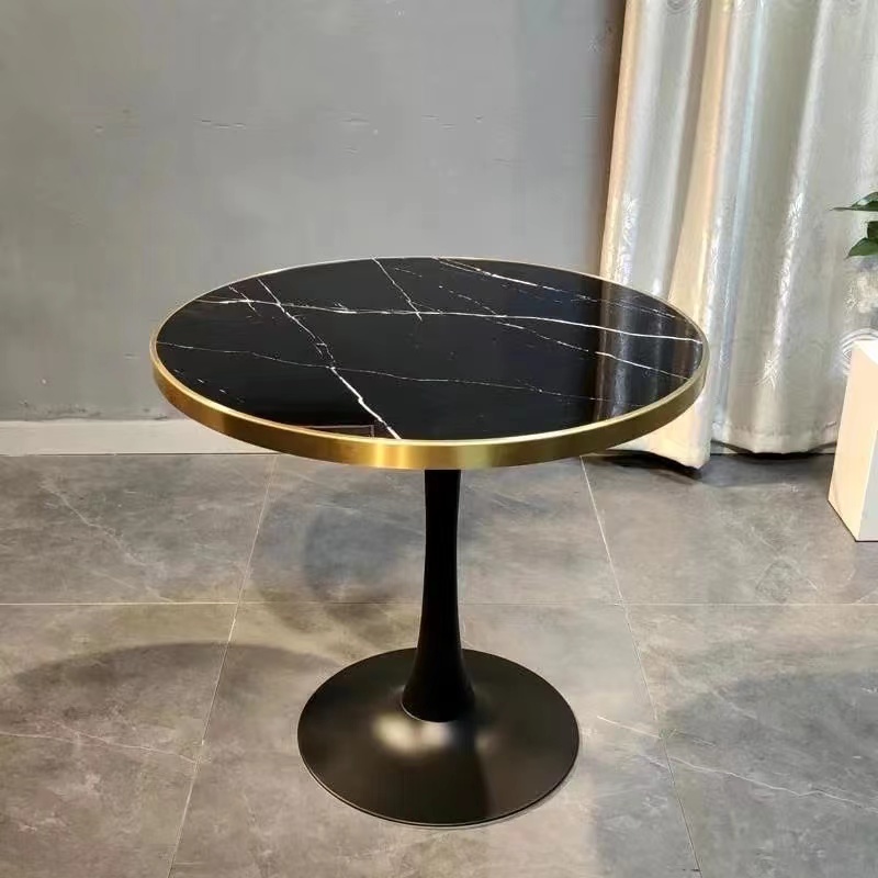 Diseñador Creative Creative Black Marble Coffee Table Gold Edge