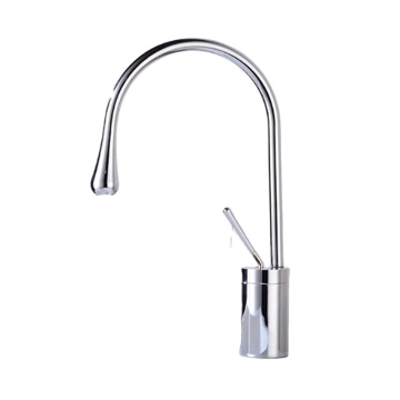 Fyeer Long Neck Water Drop Brass Chrome Plated Basin Faucet