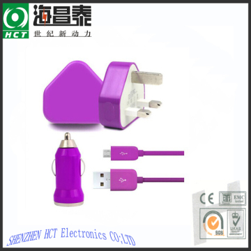 Cargador de CA UK con cargador de coche y Cable Micro