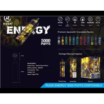 RUOK Energy 5000 Puffs Preço de atacado de vape descartável