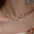 Custom Natural Olivine Green Necklace with freshwater pearl