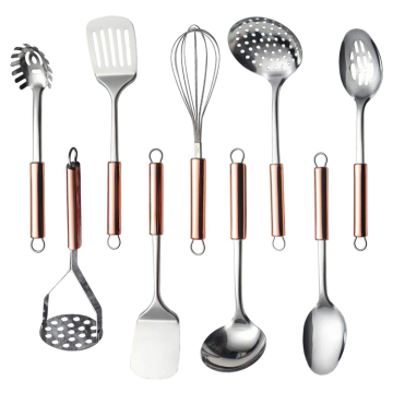 Rose Gold Handle 9-Piece Stainless Steel Cooking Utensil Set