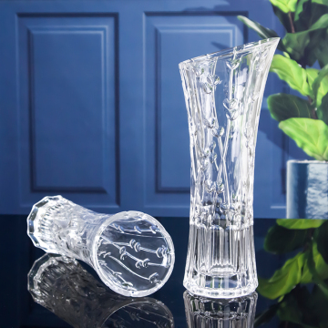 Hot Selling Luxury 29CM Tall Crystal Clear Glass Flower Vase