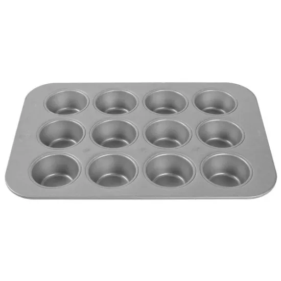 Rk Bakeware China-42754 12 Cup Glazed Aluminized Steel Mini Crown Muffin Pan/ Cruffin Pan/ Cruffin Tray