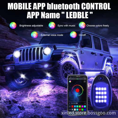 Colorful Double Remote Control App Atmosphere Light for Jeep Chassis