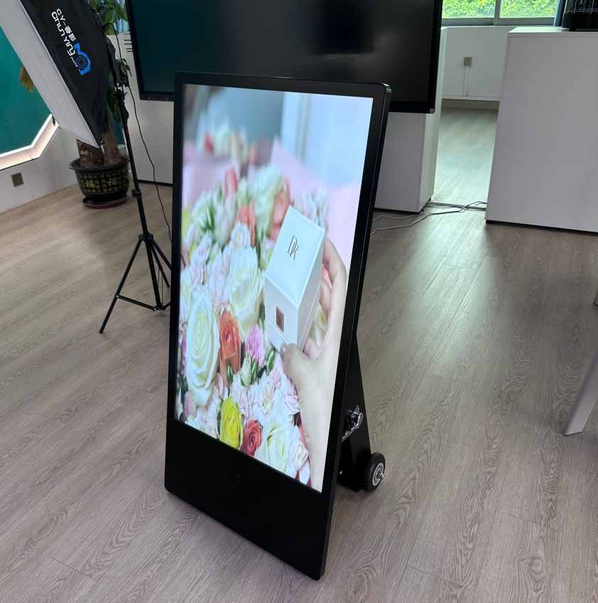 מסגרת עגלה תעשייתית עם תמוכות גז הידראוליות מדויקות לתצוגה ניידת