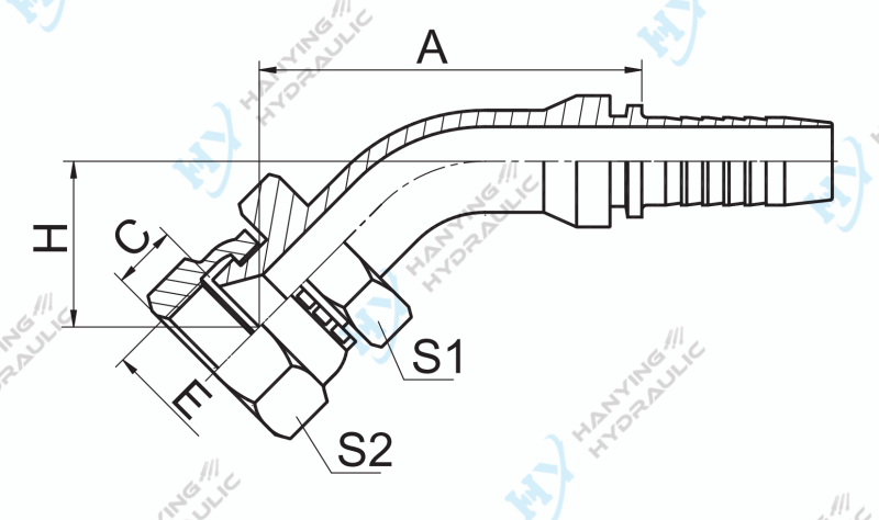 45 Jis Metric Female 60 Cone Seat 28641 Drawing