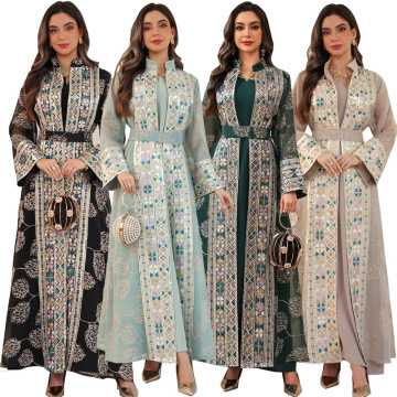 ست گلدوزی لوکس Jalabiya Abaya با کمربند