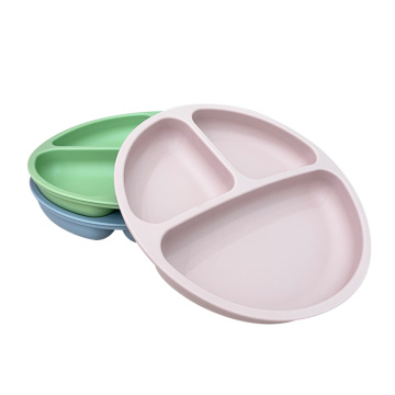 Smile Face Silicone Divided Plates with Suction Bottom
