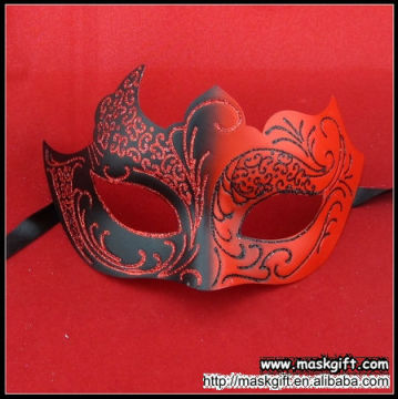 Hot Wholesale 100% Handpainted Red And Black Halloween Carnival Eye Mask