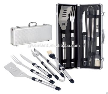 Stainless Steel BBQ Tools Aluminum Carry Case 5 piece Set