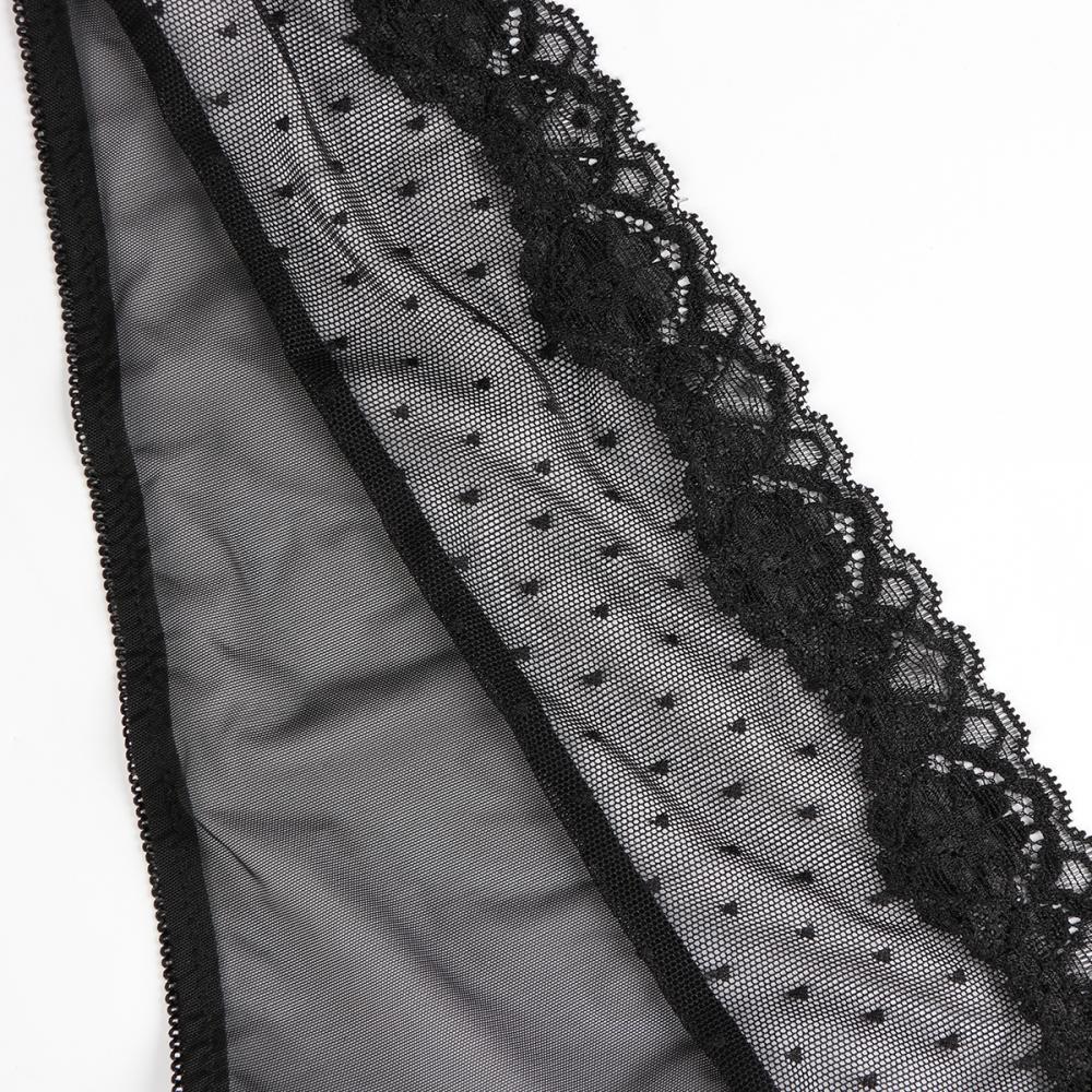 Sheer Dots Mesh With Lace Edge