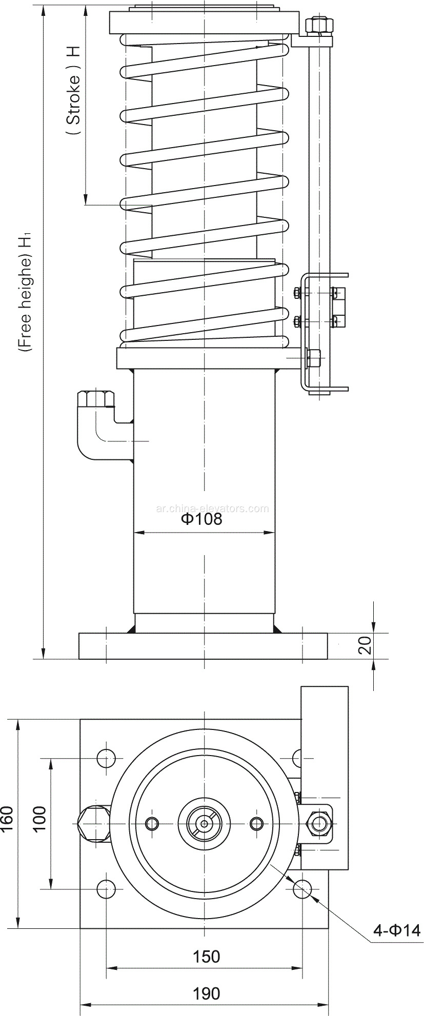 yh52/175 مصعد زيت العازلة جانب السيارة ≤1.6m/s