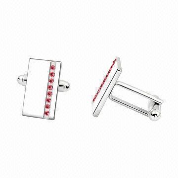 Crystal Cufflinks with White Gold-plated Swarovski Crystal, OEM Orders are Welcome