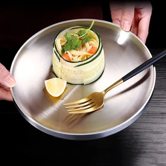 Stainless Steel Creative Round Double-layer Plate