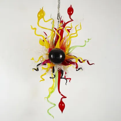 Blue Murano Glass Chandelier: Luxury Art Deco Hotel Lighting