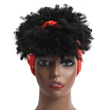 Headband Wig Kinky Curly Headband Wigs for Women Ombre Synthetic Curly Wig for Women