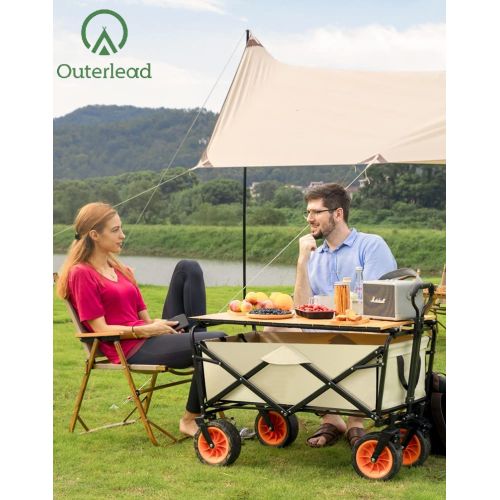 Folding Wagon with Telescoping Handle Outerlead Outdoor Wagon Garden Cart with Folding Table Manufactory