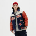 American Retro Stitching Contrast Lapel Baseball Jacket