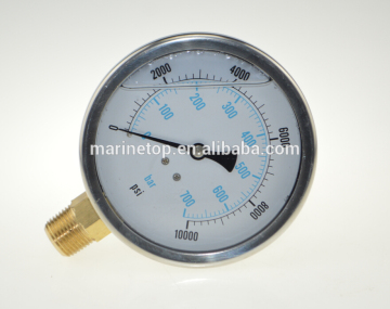 10000 PSI Stainless Steel Body Brass Connection Oil Pressure Gauges