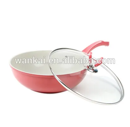 easy-clean nonstick wok pans hot and cheap aluminum ceramic coating wok