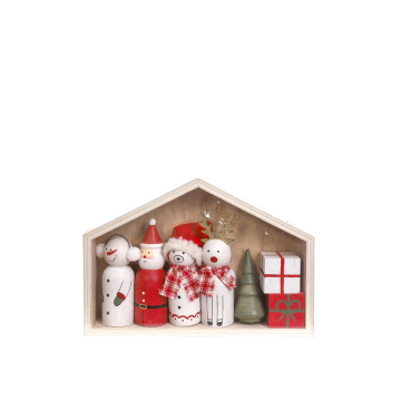 Traditional Christmas Decoration Wooden Nativity Scene Set with Snowman Supplier