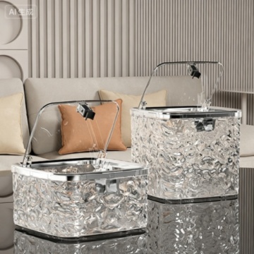 Light Luxury Transparent Press Top Trash Can for Home Office