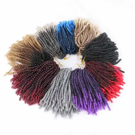 DHL Free Shipping 100packs/carton  Ombre Crochet Braids Synthetic Braiding Hair 8'' 110g Fluffy Spring Twist Croceht Braids