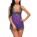 Donne Babydoll in pizzo di lingerie a V.