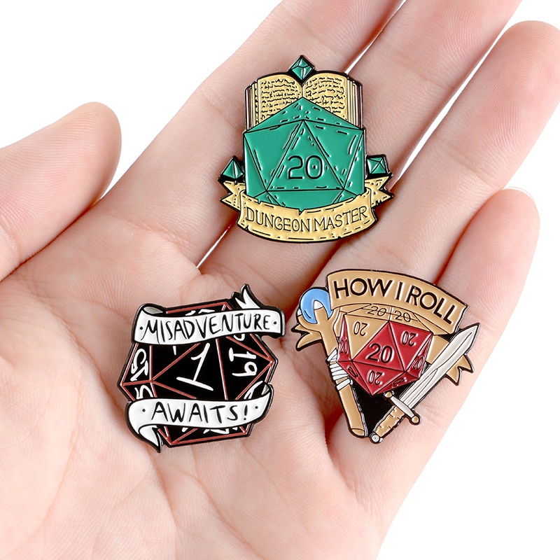 20 Sided Dice RPG Game Brooches and Pins Punk Game Lovers Enamel Badges Lapel Pin For Clothes